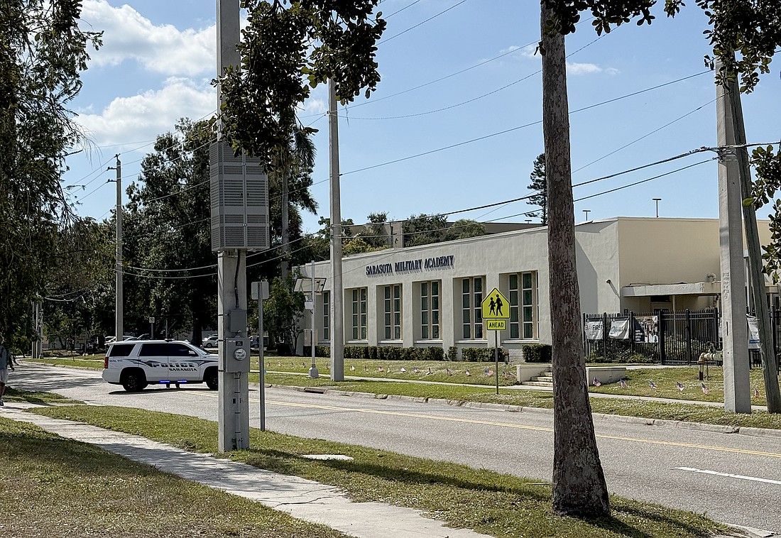 SPD closed traffic outside Sarasota Military Academy Tuesday after a suspicious package was reported.