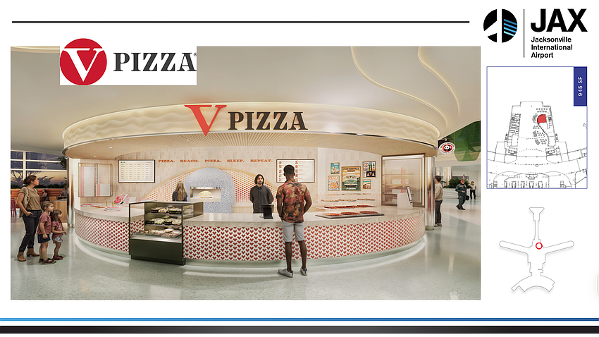 The V Pizza space inside the new Jacksonville International Airport Concourse B.