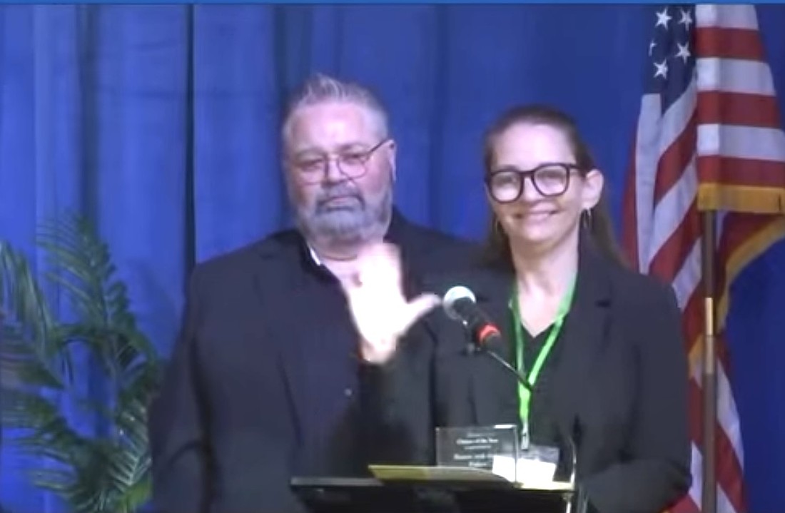 Anne and Shaun Fulton took the stage to thank Commissioner Nicole Wilson and everyone else for this recognition.