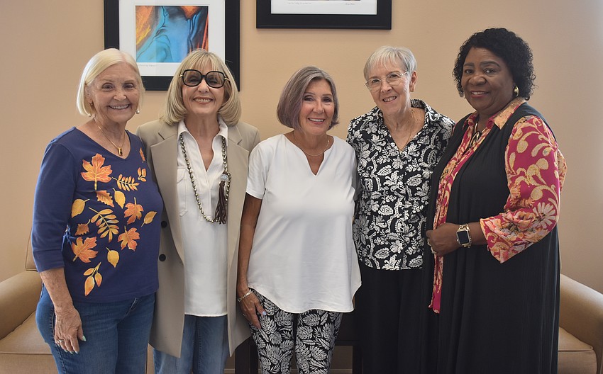 Debbie Apple, Rose Marie Hartley, Faith Michael, Judy Kirkpatrick, Ruth Barker and Janet Hough (not in the photo) make up the leadership team of Mission in Motion. The group is part of a Bible study called Tuesday Live at Harvest United Methodist Church.