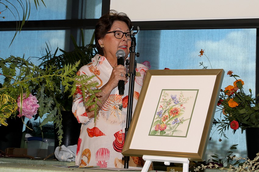Founders Garden Club of Sarasota's vice president Kathy Coffey delivers closing remarks.