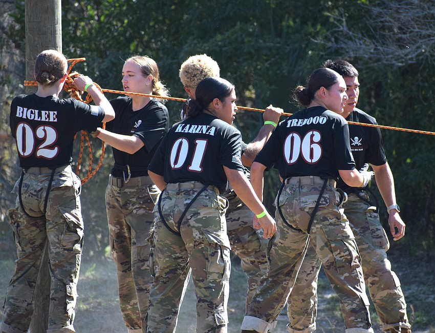 The Braden River High School Raiders team placed first in their tier in four out of five events, with the rope bridge being the event they placed second in.