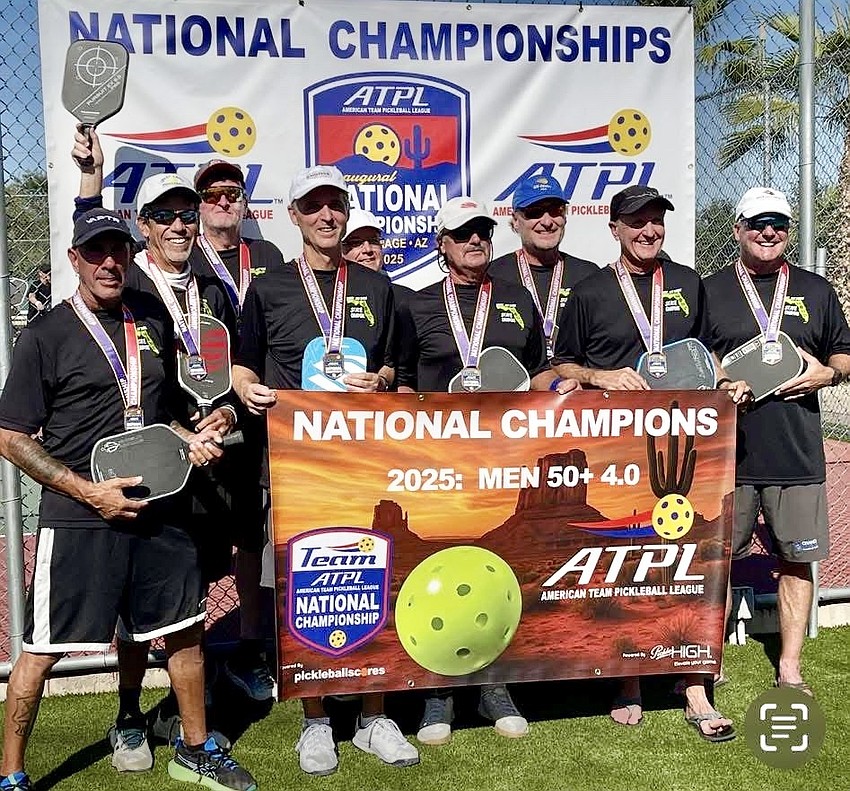Palm Coast's Sorry Not Sorry team won the Men's Doubles 50+ 4.0 Division at the American Team Pickleball League National Championships in El Mirage, Arizona. Courtesy photo Palm Coast's Sorry Not Sorry team won the Men's Doubles 50+ 4.0 Division at the American Team Pickleball League National Championships in El Mirage, Arizona. Courtesy photo