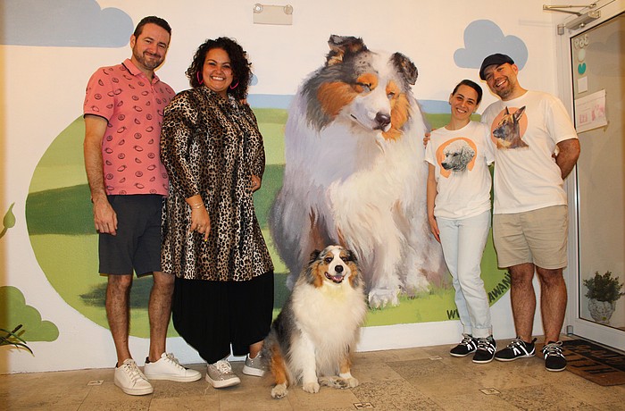 Serge and Sonia Gauthier, owners of Gauthier Salon & Wellness Center, commissioned artist Ludmil Iliev, joined by Vladi Iliev, to paint a mural inspired by shop greeter Ziggy the dog.