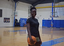 Brenda Bresciani poses for a photo during a Nov. 24 practice at Sarasota Christian School. Her abilities on both ends of the court have powered the Blazers to a winning start in their 2025-26 season.