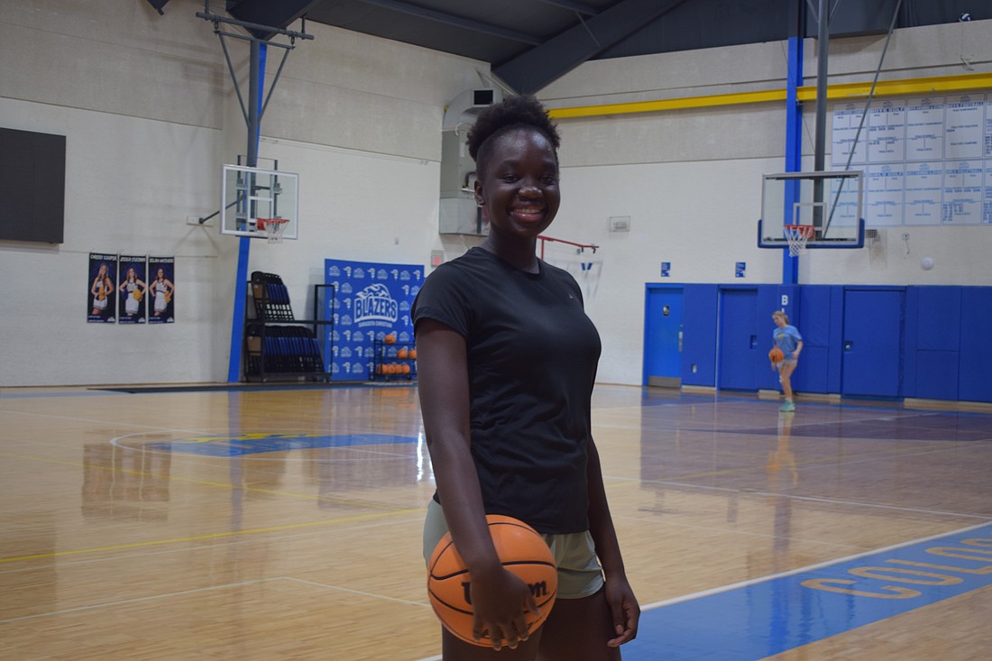 Brenda Bresciani poses for a photo during a Nov. 24 practice at Sarasota Christian School. Her abilities on both ends of the court have powered the Blazers to a winning start in their 2025-26 season.