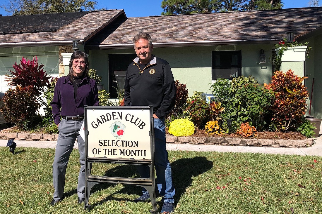 Karen and Gary Trainor recognized by Garden Club at Palm Coast as December Garden Selection of the Month. Courtesy photo