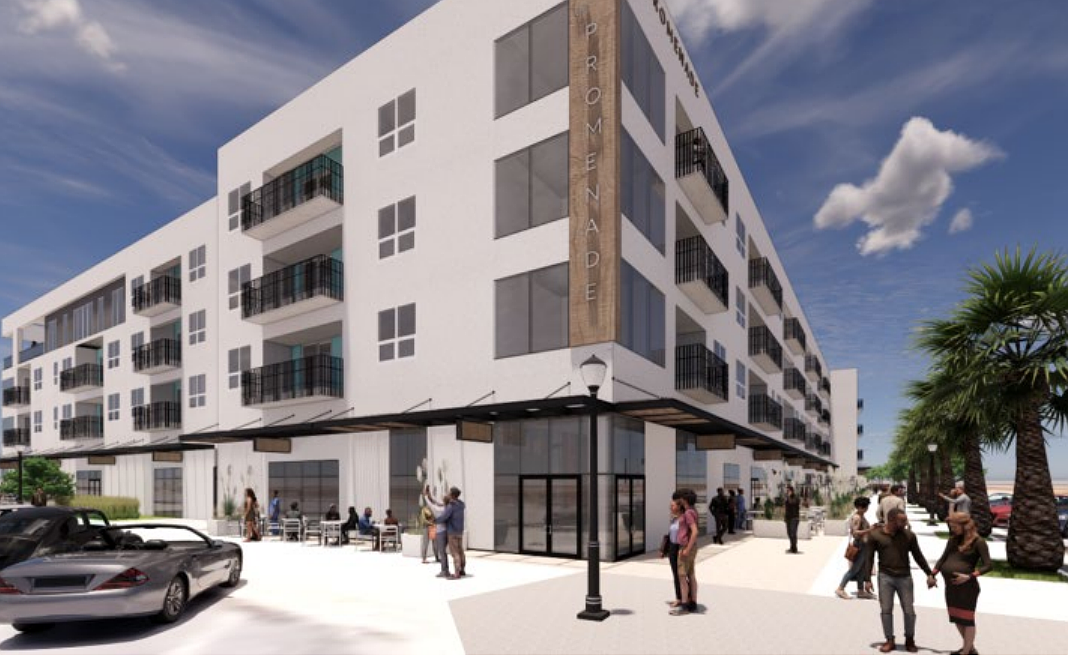 The Promenade will include 204 residential units and 57,000 square feet of commercial space. Courtesy rendering