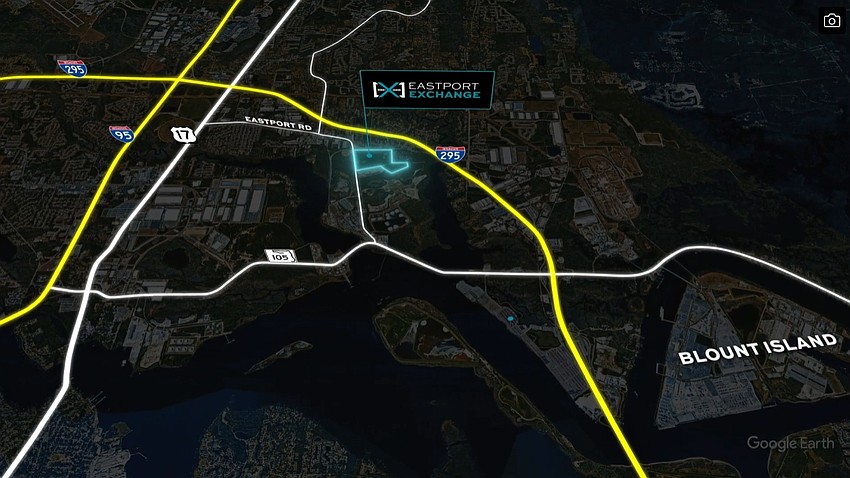 EastPort Exchange industrial park in North Jacksonville is east of Eastport Road south of its intersection with Faye Road. The general site is south of Interstate 295, east of I-95 and Main Street. EastPort Exchange industrial park in North Jacksonville is east of Eastport Road south of its intersection with Faye Road. The general site is south of Interstate 295, east of I-95 and Main Street.
