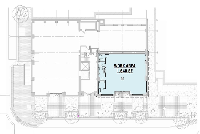 HiReformance Institute is planned on on the ground floor of the Greenleaf & Crosby Building at 200 N. Laura St. Downtown. To the left of the Pilates studio is planned Oak Steakhouse. The area to the rear of the studio is for a future tenant.