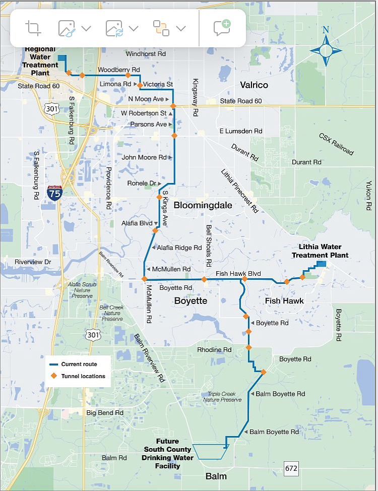 Map of the South Hillsborough Pipeline.
