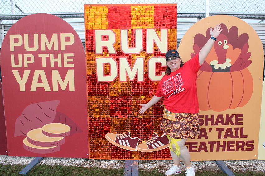 East County's Jill Eisenbeis was celebrating six years running in the Florida Turkey Trot at Nathan Benderson Park.