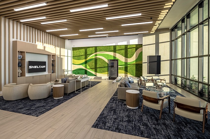 The lounge in the new Sheltair Aviation facility at Sarasota-Bradenton International Airport.