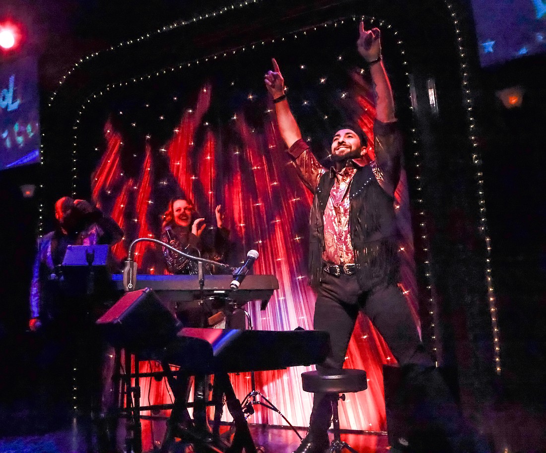 Eddie Weaver, Madalyn McHugh and Jared Svoboda show them how it's done in Florida Studio Theatre's "Three Pianos."