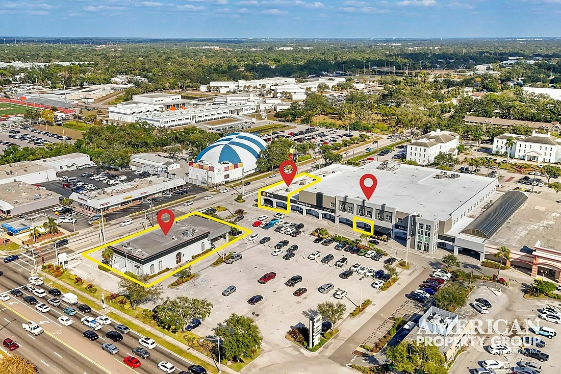 Three spaces totaling nearly 15,000 square feet are for lease at Midtown Plaza in Sarasota.