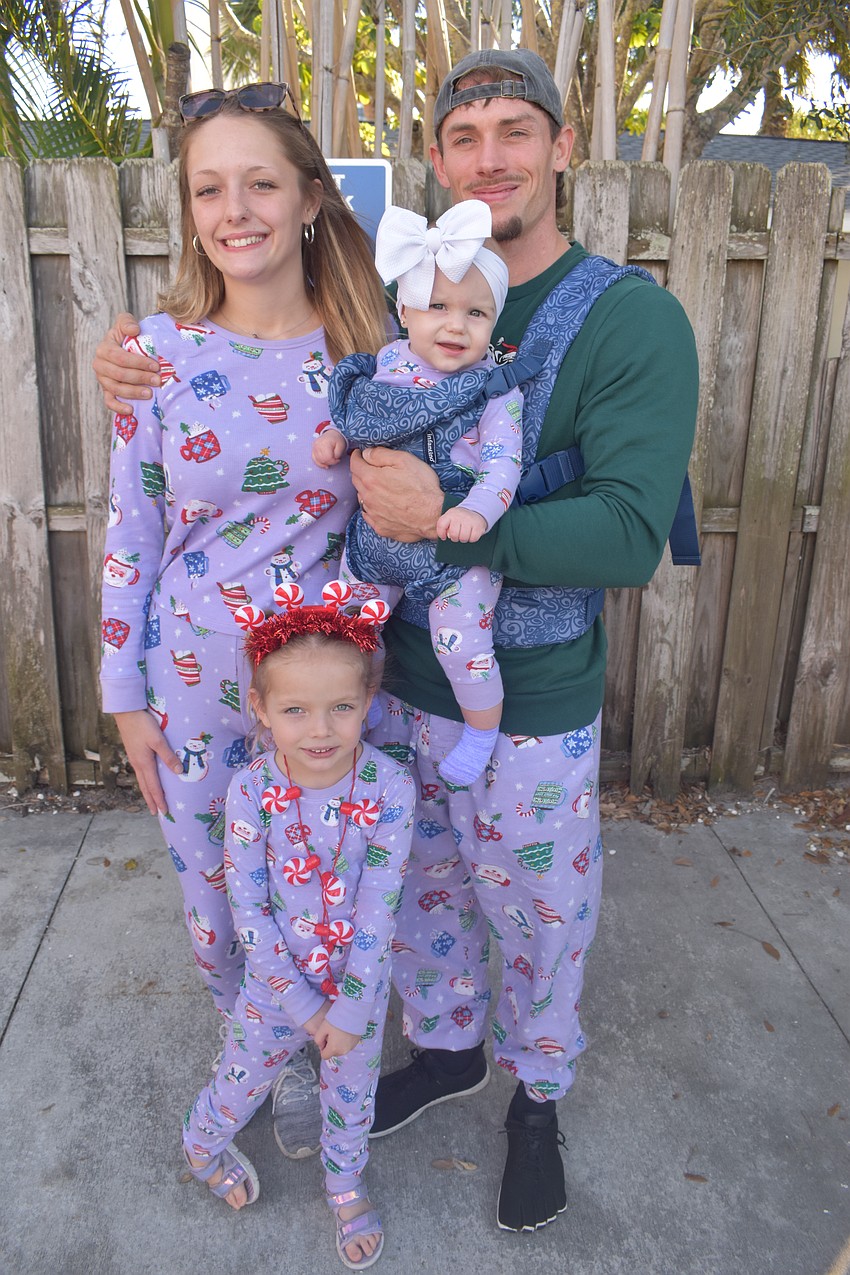 Kristina Seeley, Kayla King, 5, Kianna Stepina, 9 months, and Anton Stepina dressed in matching outffits.