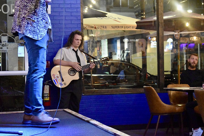Harris Pierce waits for his turn on stage.
