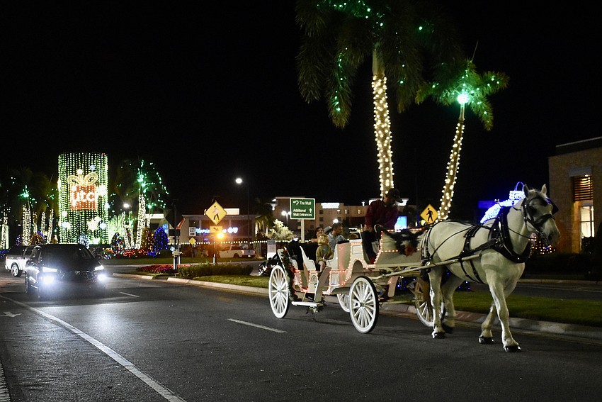 The light show can be viewed from a horse-drawn carriage.