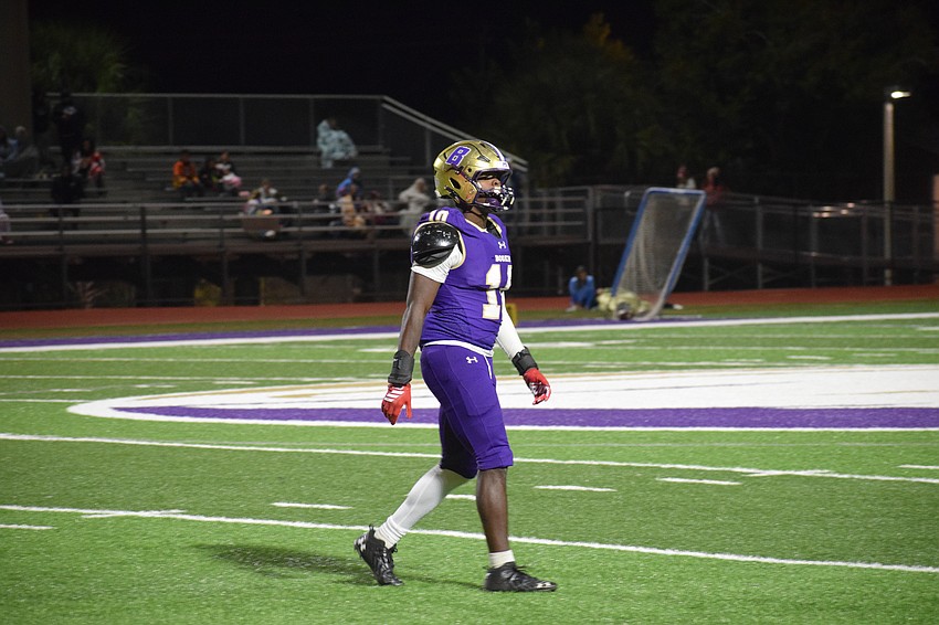 Kevontay Hugan trots back to the sideline at the end of a quarter. The four-star recruit will play for Indiana in 2026, but in his final season with Booker, currently boasts 13.0 sacks and 32.0 tackles for loss.