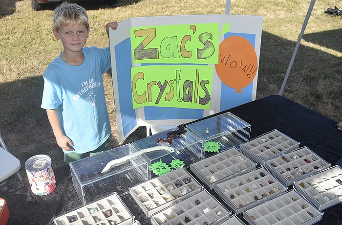 Zac Boone, 6, showcases his crystals.