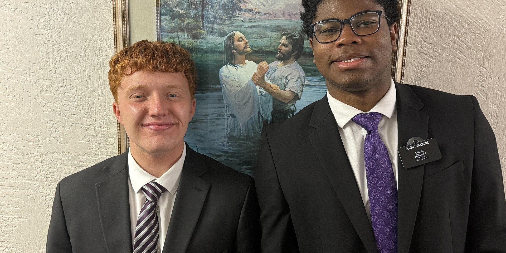 Elder Nyre and Elder Uyanwune of The Church of Jesus Christ of Latter-day Saints, coordinators of the Haitian Creole program.