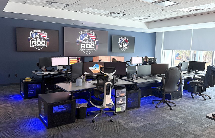 Sarasota Police Department's Real-Time Operations Center, where SRQ City View devices are monitored, is nearly built out.