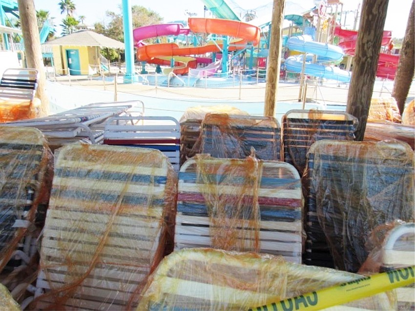 Lounge chairs are up for auction at Adventure Landing in Jacksonville Beach.