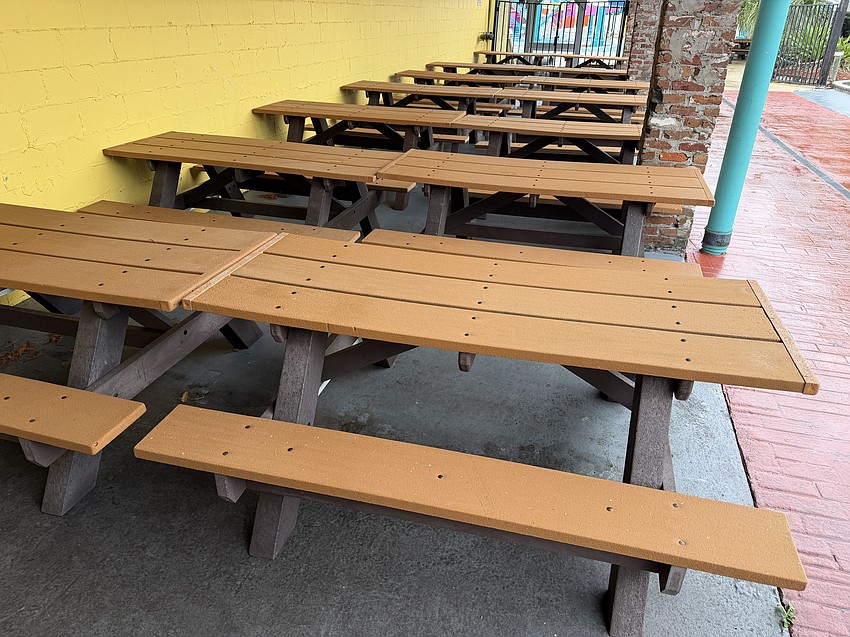Need a picnic table? These tables are being auctioned as Adventure Landing is liquidating its property.