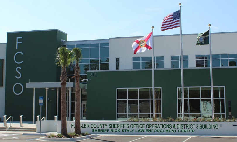 A rendering of the proposed signage renaming the Flagler County Operations Center as the Sheriff Rick Staly Law Enforcement Center. Image from Flagler County Commission meeting documents