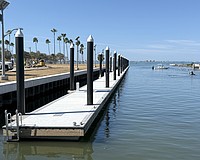 A floating day dock has been built along the refurbished south seawall in the 10th Street boat basin as part of The Bay park Phase 2.