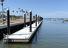 A floating day dock has been built along the refurbished south seawall in the 10th Street boat basin as part of The Bay park Phase 2.