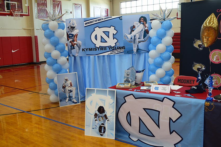 Kymistrii Young's seat awaits as he signs with the Tar Heels. The senior wide receiver was initially committed to Purdue, but on Nov. 26, flipped to North Carolina and coach Bill Belichick.