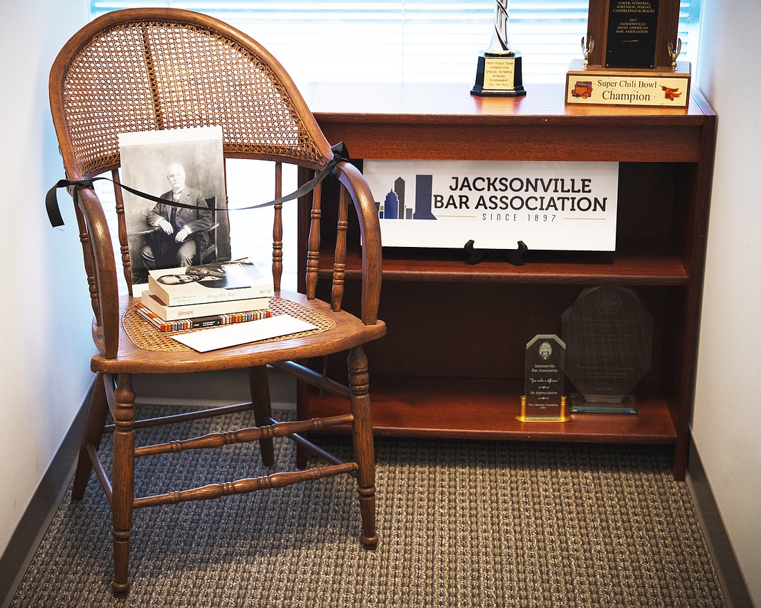 The chair that belonged to state Sen. Duncan U. Fletcher, the first president of the Jacksonville Bar Association.