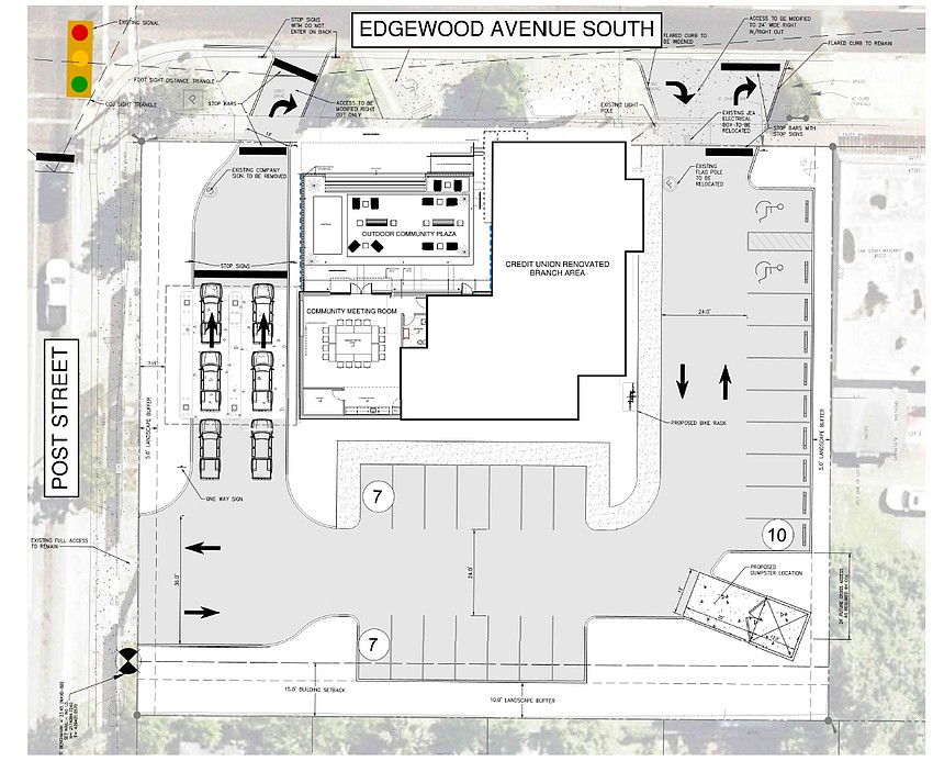 The site plan for Community First Credit Union branch at 1012 Edgewood Ave. S. in Murray Hill. It is the former Edgewood Bakery site.