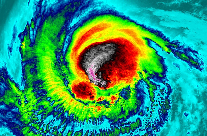 A satellite image of Hurricane Irma.