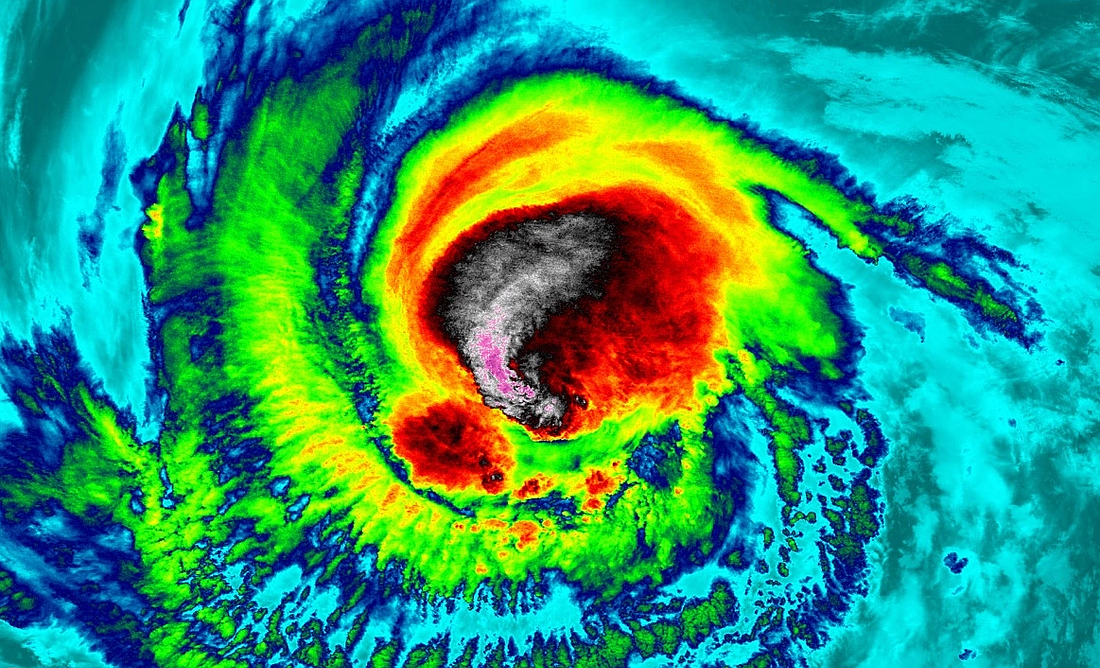 A satellite image of Hurricane Irma.