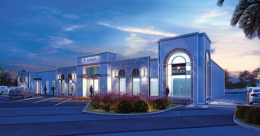 A nighttime view of the renovated Underwood Jewelers in San Marco Square.