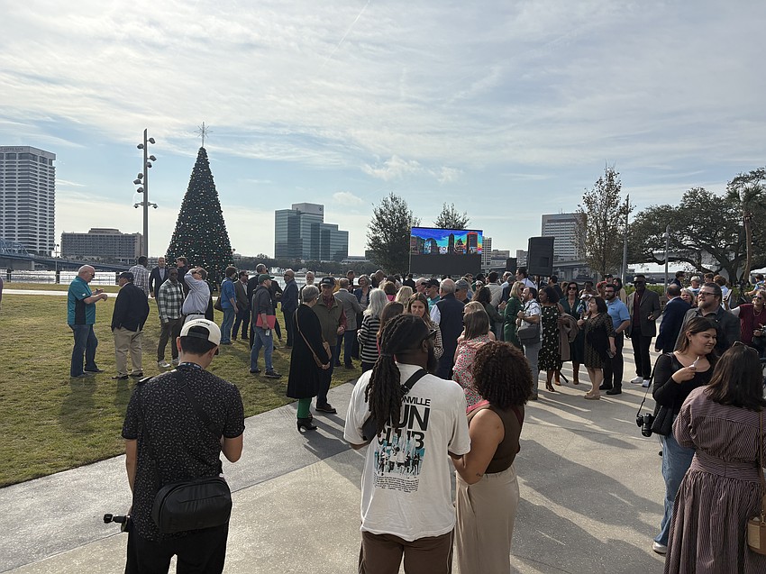 The Jacksonville Christmas tree is one of the attractions at Riverfront Plaza.