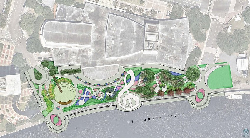 Music Heritage Garden stretches from Water to Hogan streets in Downtown Jacksonville.