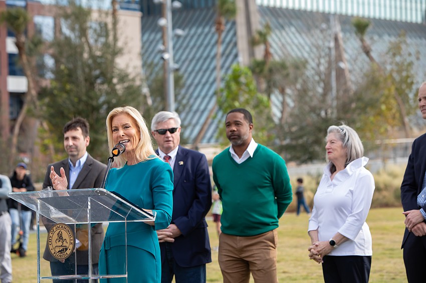 “This park is more than just a green space. It is another bold step forward in reclaiming our riverfront at the heart of our city,” Mayor Donna Deegan said at the ceremony to open Riverfront Plaza on Dec. 5.