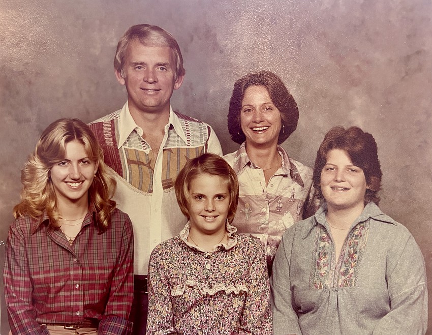 A family photo taken around 1978 features Ward and Judy Britt and their three daughters, Muffett, GeeGee and Heidi.