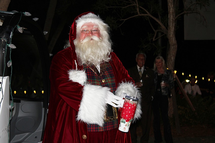 Santa Claus arrives on St. Armands Circle.