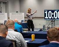 Director of Government Relations Stephanie Garrison leads the work session Dec. 3.