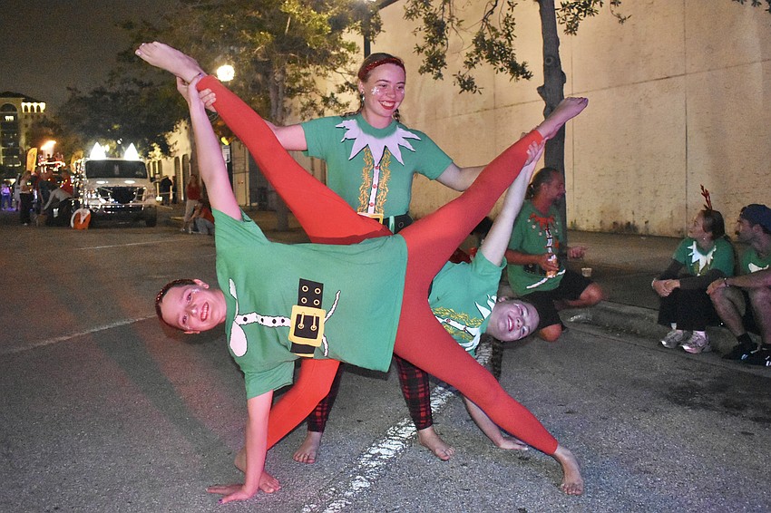 Natalie Brannon, 16, Lauren Taylor Nock, 16, and Debra Brannon, 16, of the Sarasota Ski-A-Rees Water Ski Show Team, showcase their moves.