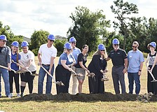 Harbor58 volunteers and Manatee County commissioners put the first shovels in the ground Nov. 17.