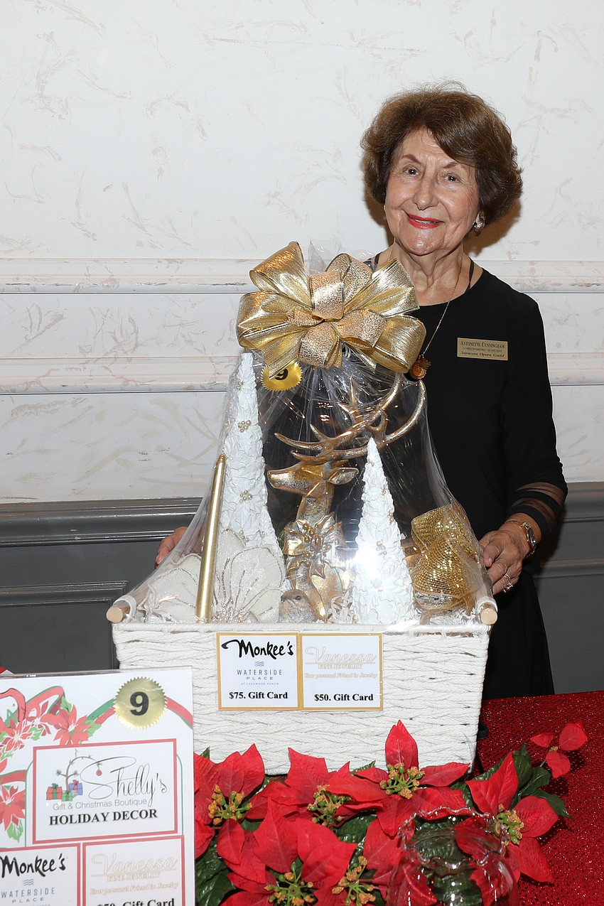 Antonette Cunningham with one of the many baskets she put together.