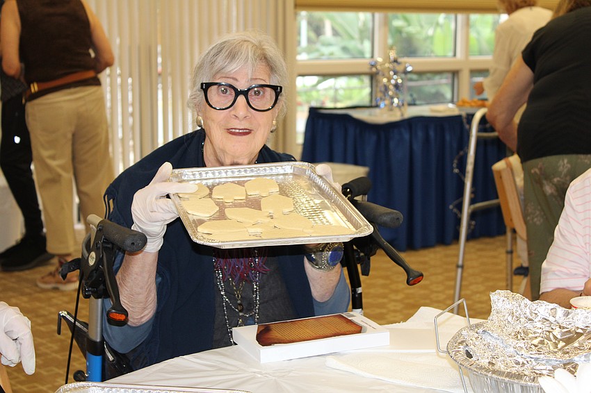 Baker extraordinaire Sylvia Pastor helped coordinate the cookie decorating station at the Hanukkah open house.