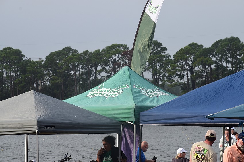The Sarasota Scullers' tent sits near the shoreline at Nathan Benderson Park on Dec. 6 for the Plant High Winter Sprints. The organization — founded in 1991 — is the longest-running youth rowing club in Sarasota County. The Sarasota Scullers' tent sits near the shoreline at Nathan Benderson Park on Dec. 6 for the Plant High Winter Sprints. The organization — founded in 1991 — is the longest-running youth rowing club in Sarasota County.