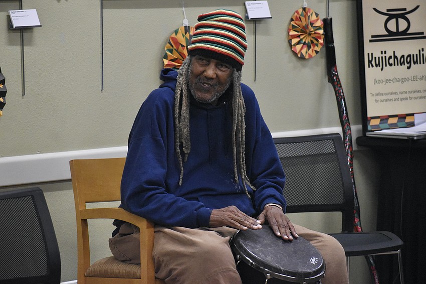 Brother Maceo (pictured) joined Lou Murray in proviing an accompaniment to the ceremony on drums.