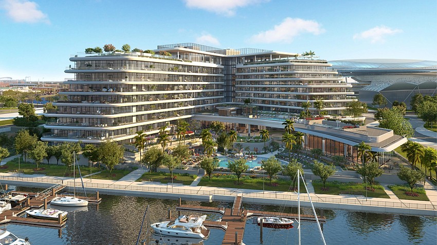 The Four Seasons Hotel and Residences is under construction along the Northbank of the St. John River south of EverBank Stadium.